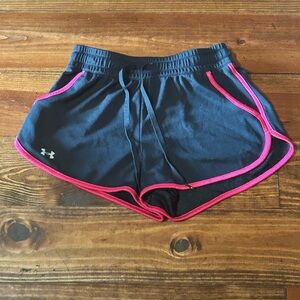 Under Armour Black and Pink Athletic Shorts with Elastic Waistband
